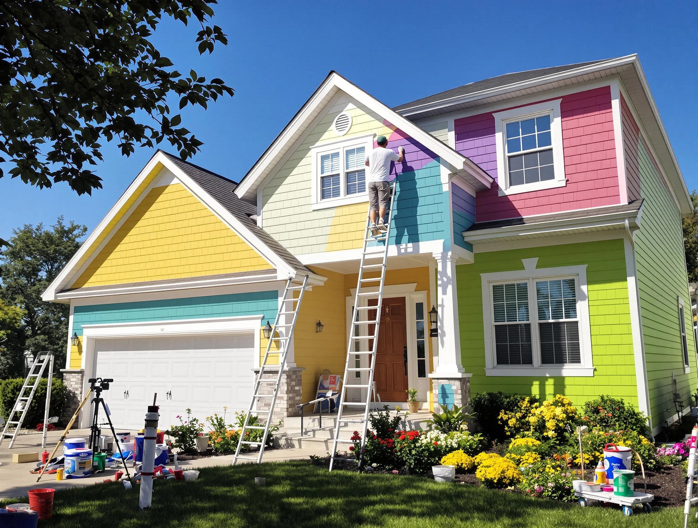 Maple Heights House Painters professionals painting a home exterior in Maple Heights, OH