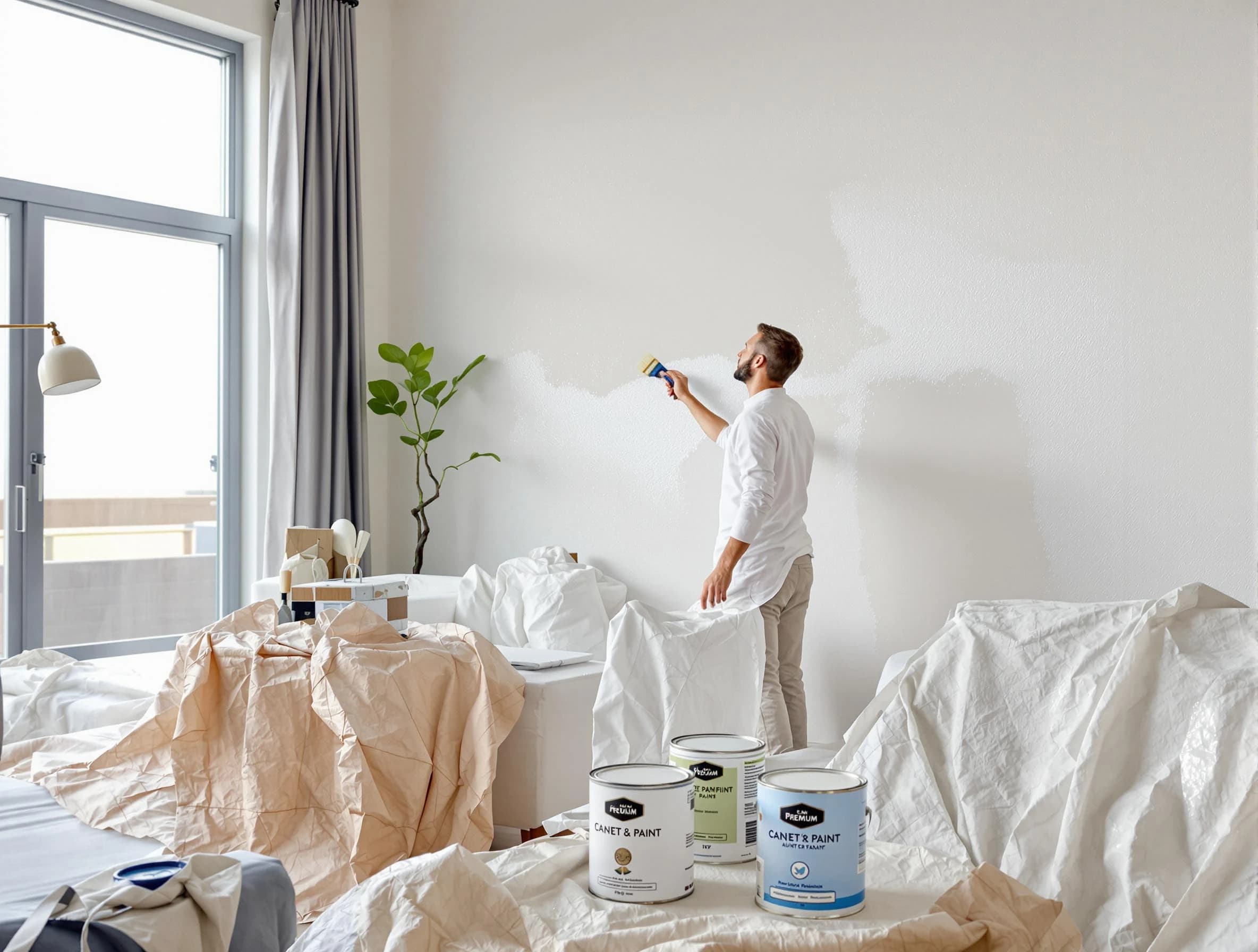 Maple Heights House Painters team carefully painting an interior wall in Maple Heights, OH